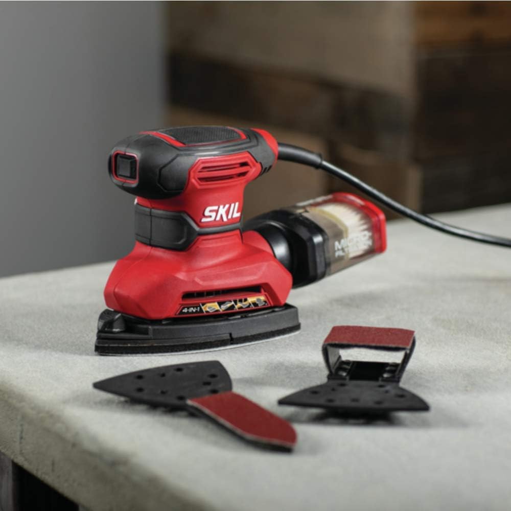 SKIL Corded Multi-Function Detail Sander with Micro-Filter Dust Box 3 Additional Attachments  12pc Sanding Sheet- SR232301